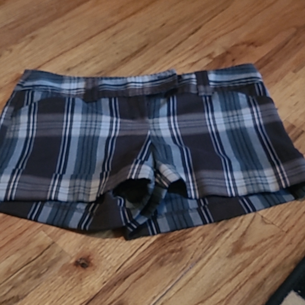 Black brown grey plaid shorts